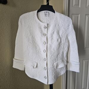 Chanel Elegant White Textured Jacket Size 44